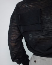 kotohayokozawa - TD V-NECK SHEER KNIT ：Black｜シアー／Vネック／デコレーション