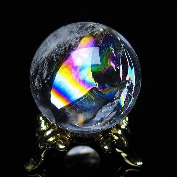 アイリスクォーツ 水晶 丸玉 虹入り 26mm スフィア 置物 水晶玉 一点物 141-7053
