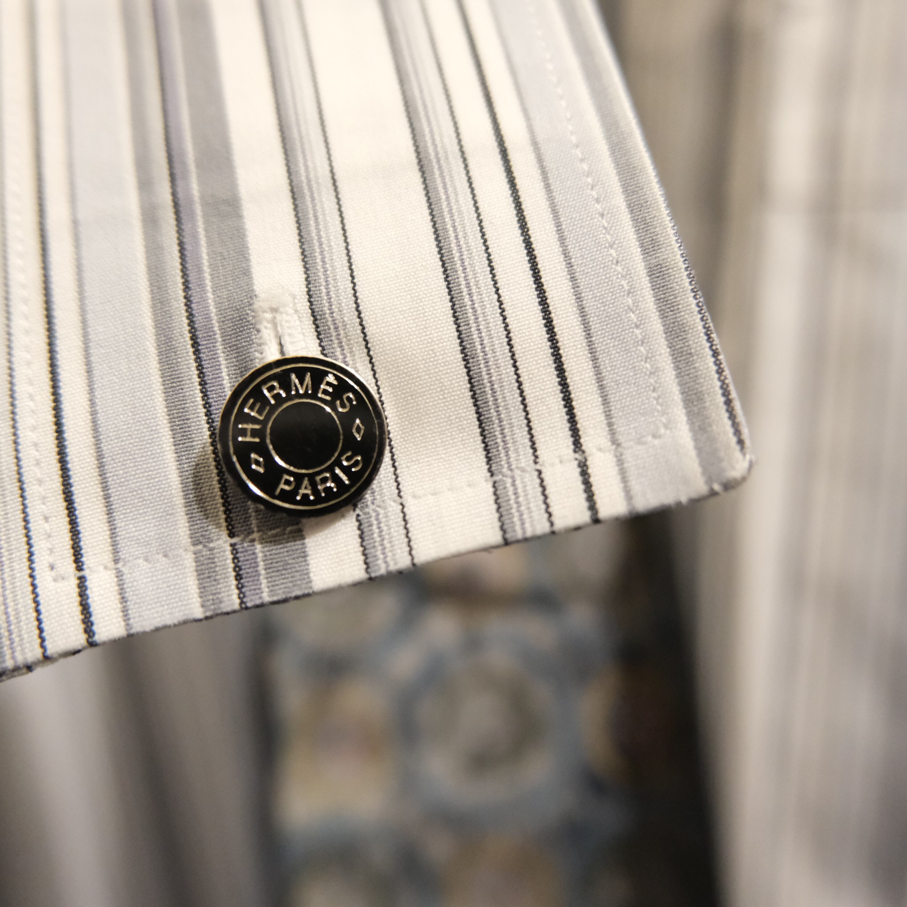エルメス HERMES 466500HE シャツ HERMES MADE IN FRANCE STRIPE SHIRT エルメス フランス製 ストライプ