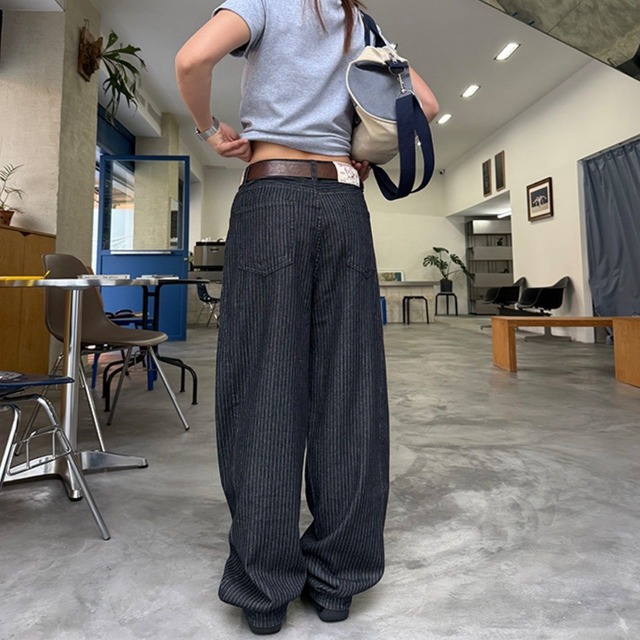 ピンストライプソフトルーズパンツ 2col R00686