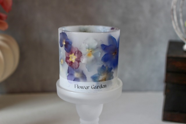 【Flower Garden】ボタニカルキャンドルランタン　（M）ブルー系