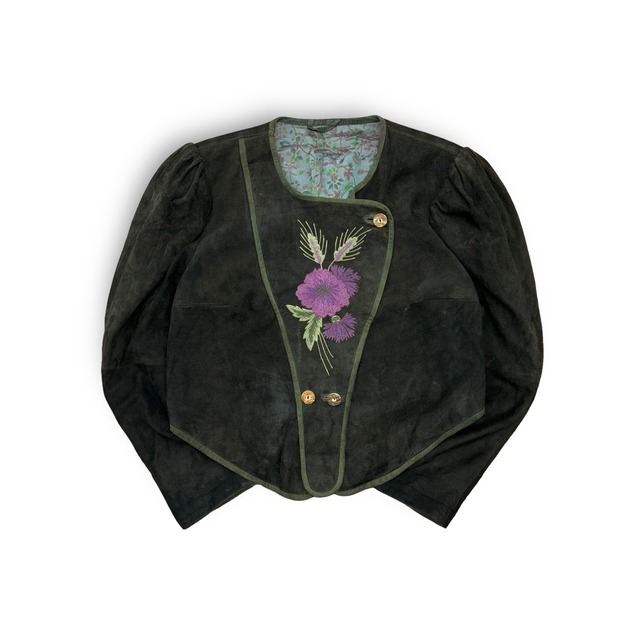 Tyrolean leather jacket チロリアンジャケット　花柄　刺繍