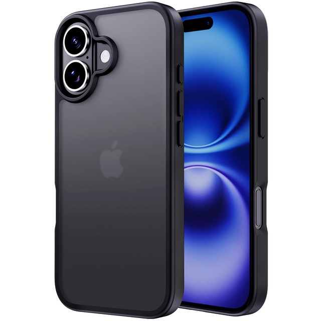 Aunote 対応 iPhone 16 ケース マット半透明 米軍MIL規格 耐衝撃 耐久性 ワイヤレス充電 黄ばみなし 指紋防止 軽量 スマホケース あいふおん16ケース カバー ブラック