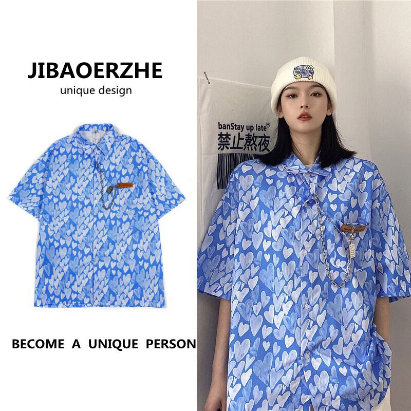 サマースタンダードルーズプリント柄シャツ レトロ 夏物 ケッペル57405295529