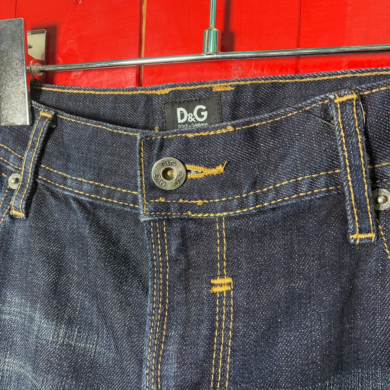 00s イタリア製 D&G DOLCE&GABBANA Y2Kダメージデニムパンツ　濃紺　ドルガバ　W34