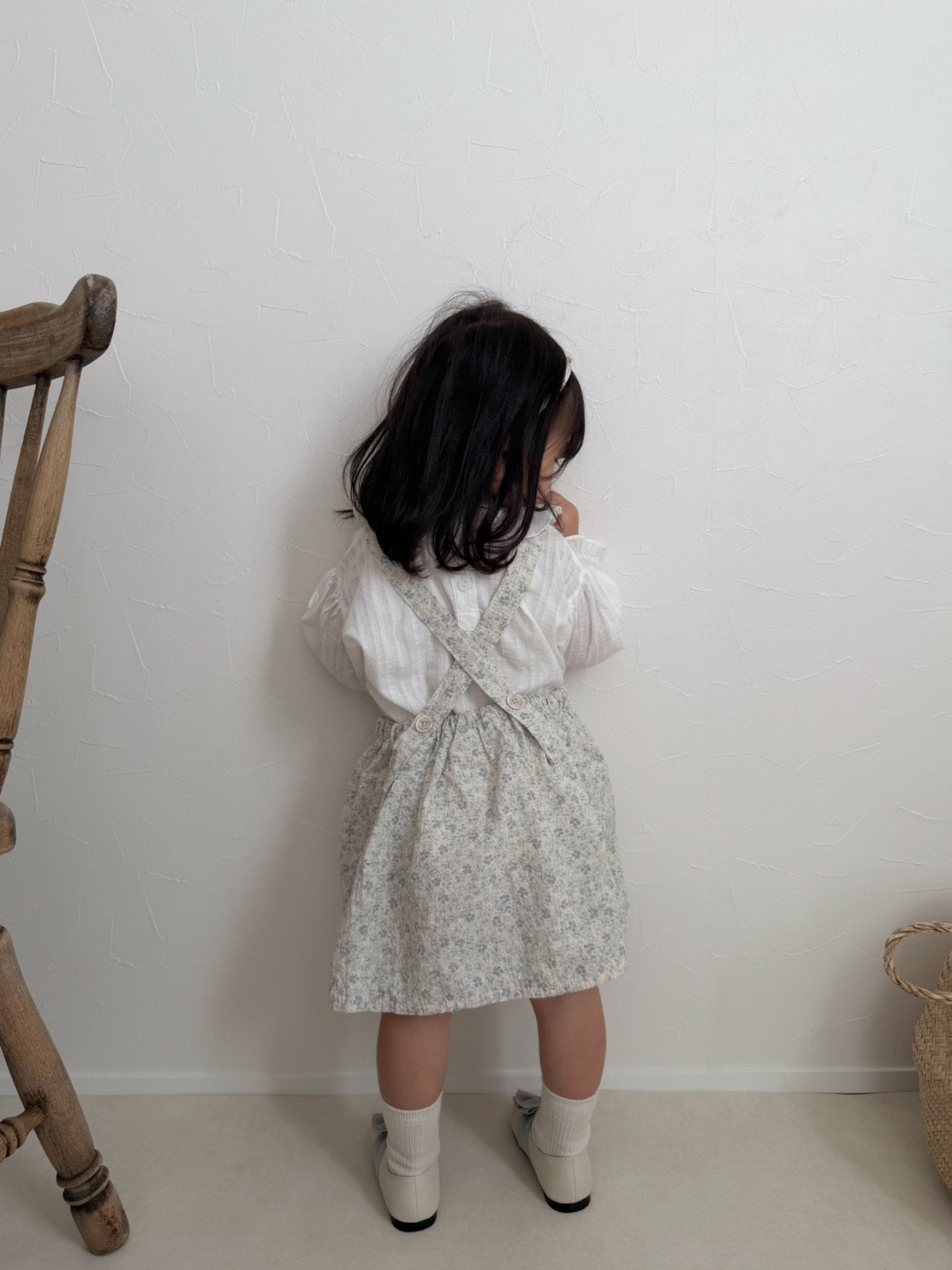 【即納/90size】モスフリルサスペンダーワンピース/  mimimarket