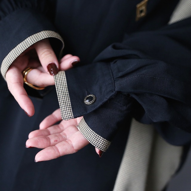 "刺繍" symmetry switching design over silhouette fry-front shirt