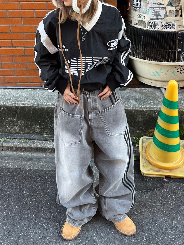 即納】RADIANT patchwork blackdenim pants | 韓国ファッション 