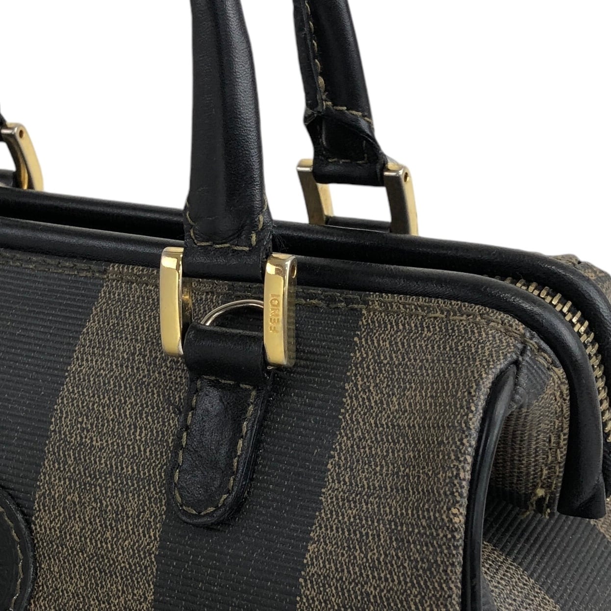 FENDI フェンディ ペカン柄 ハンドバッグ ブラウン FFロゴ PVC