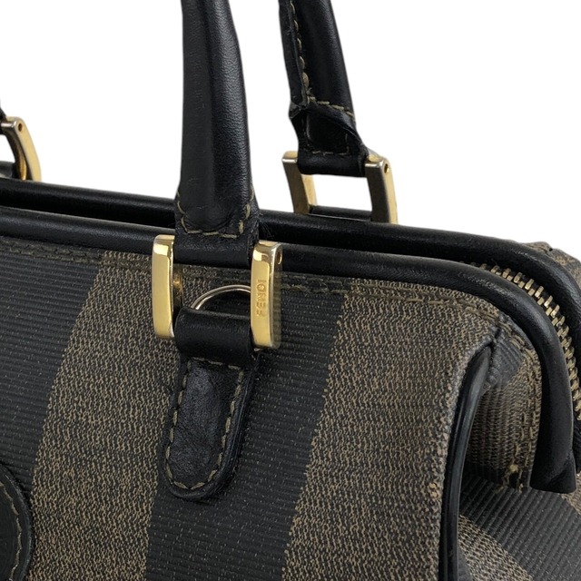 FENDI フェンディ ペカン柄 ハンドバッグ ブラウン FFロゴ PVCレザー ミニボストン vintage ヴィンテージ オールド eah336