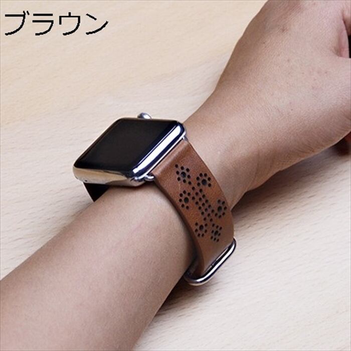 apple watch バンド ベルト 透かし彫り 交換 レザー 個性的 series5