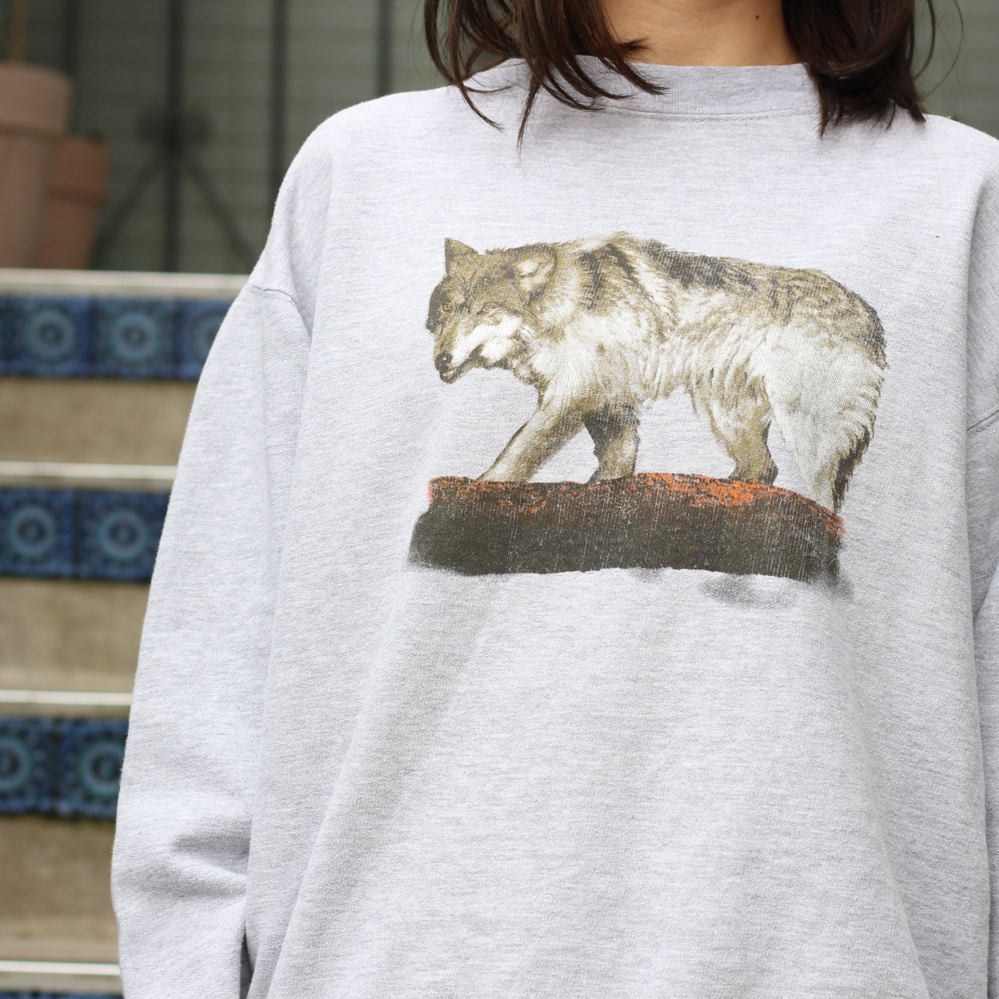 USA VINTAGE WOLF PRINT DESIGN SWEAT SHIRT/アメリカ古着オオカミ