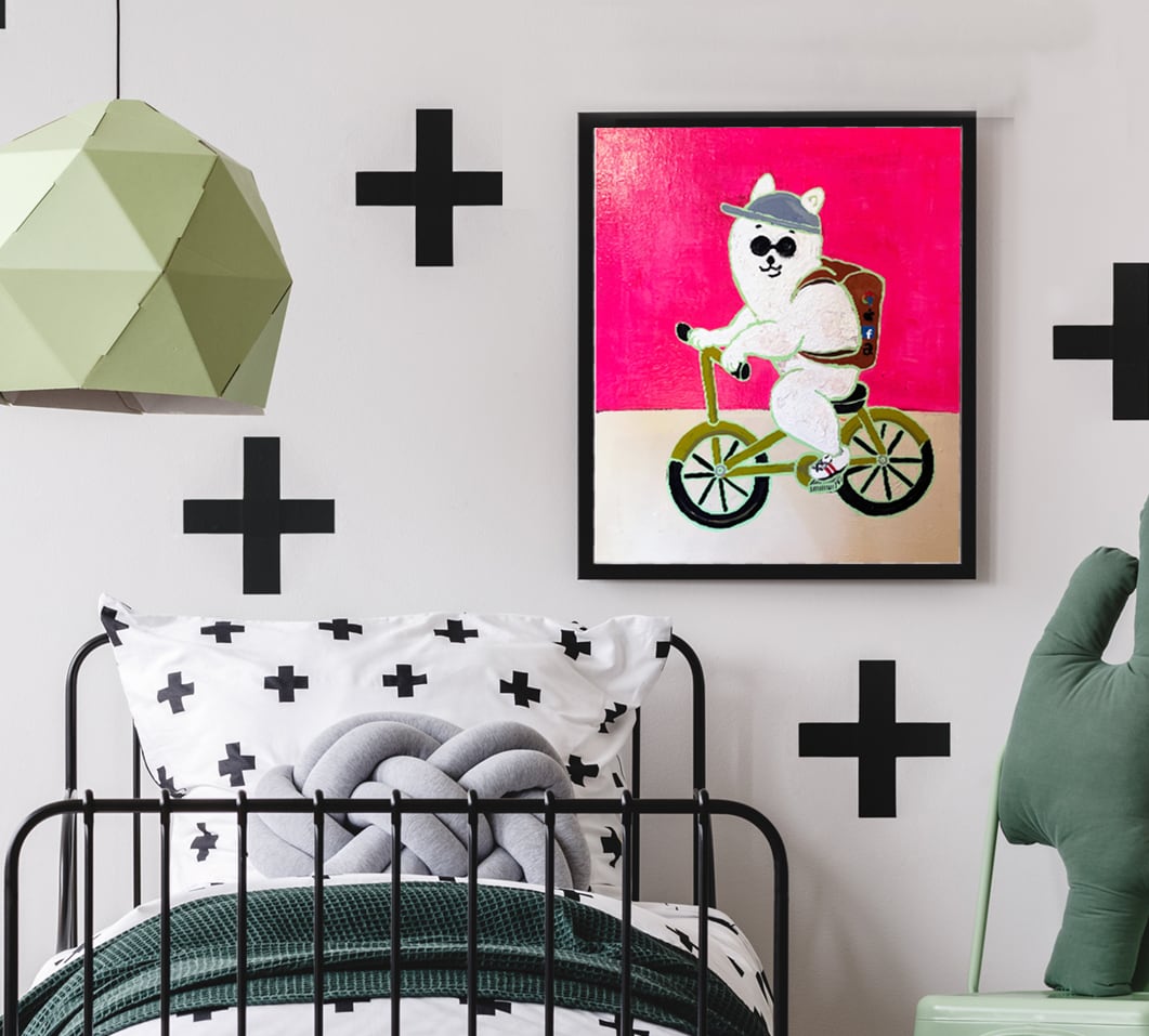 原画：10号】自転車で出勤するGAFA柴犬（ GAFA Shiba going to work by