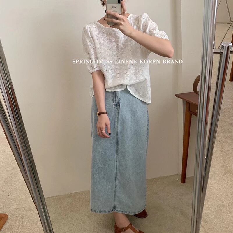 ホルタートップス サマー薄手ルーズホワイトシャツ レース 夏物 レースアップ ビッグFスモールZ韓国70403496069