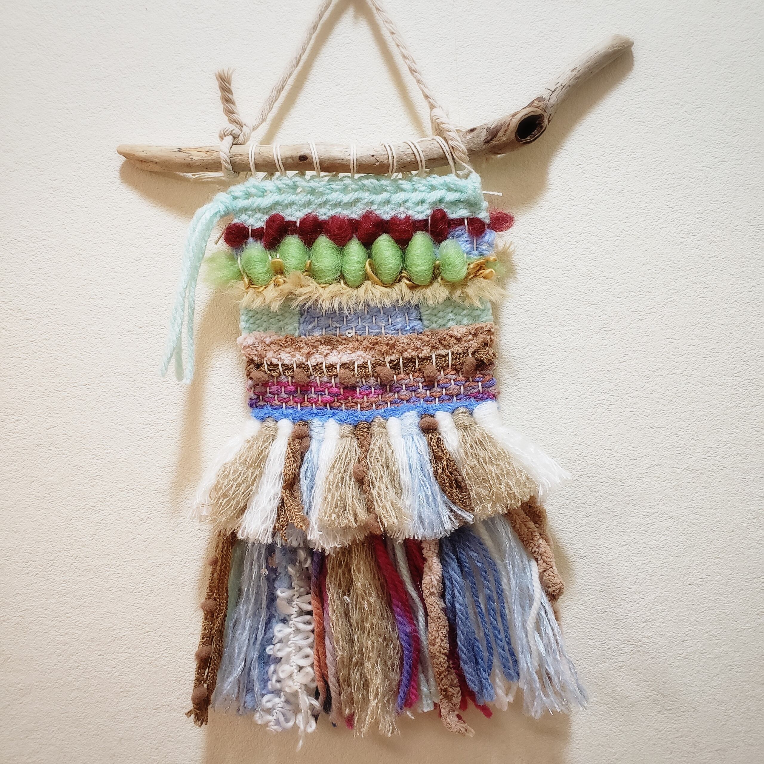 ハンドメイド◇ピン【ウィービングタペストリー】◇壁掛け