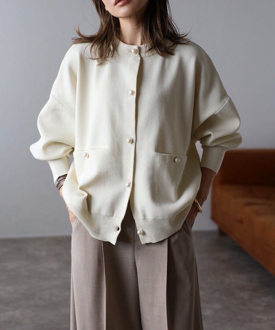 フロントポケットパールボタンカーディガン【a-50337】.