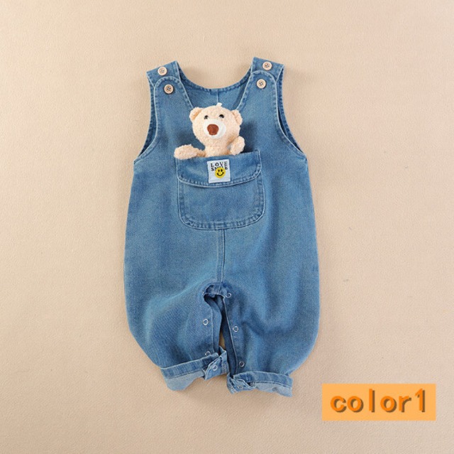 くま入りベビーサロペット