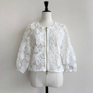 〈SELECT〉フラワーレースショートブルゾン L-6018