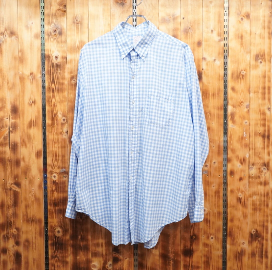 brooks brothers 大判ギンガムチェック 6ボタンシャツ 17 1/2-R usa製