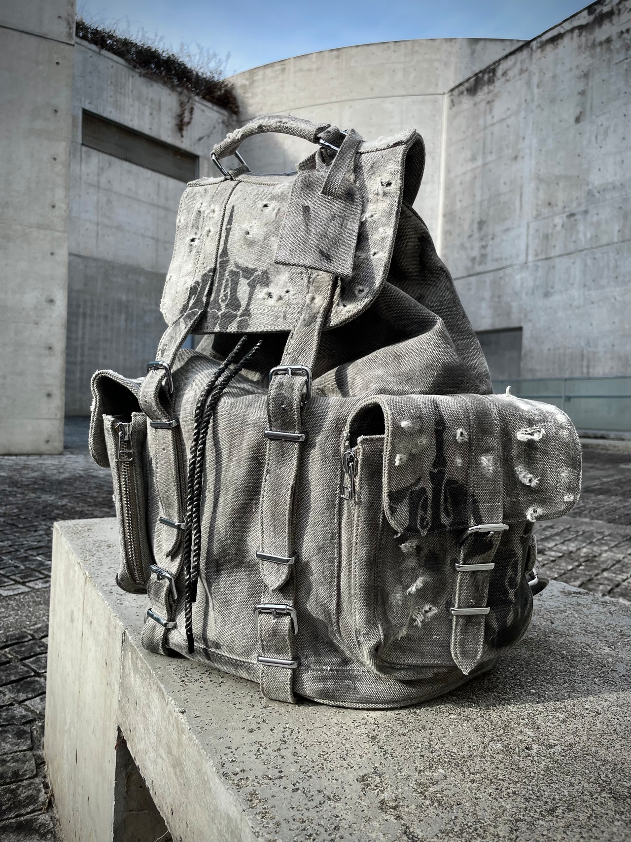【Only One】Vintage Cotton Dirty Bone Backpack  No.031 【021】