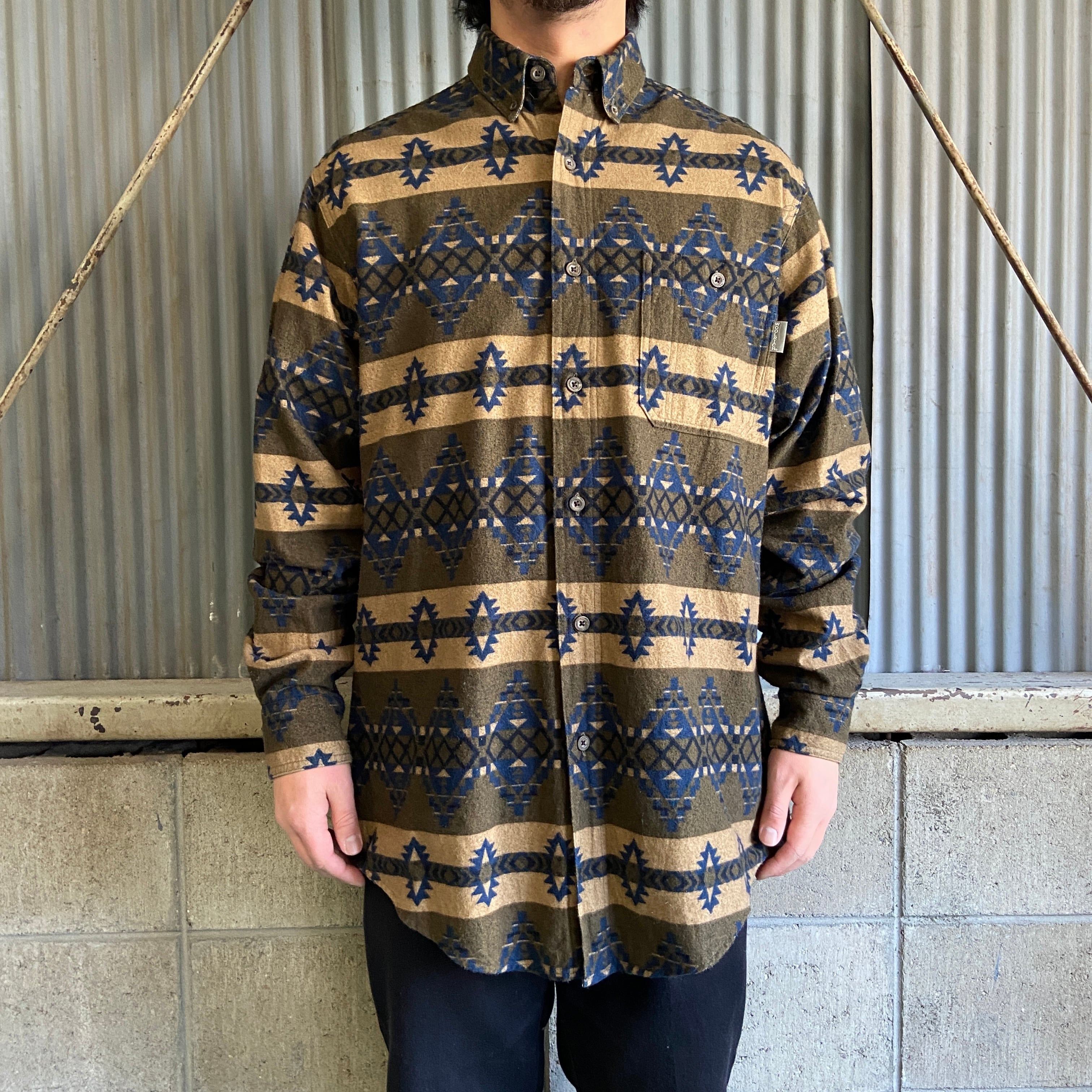 WOOL RICH 80's ネルシャツ XL エルボーパッチ USA製 Woolrich ウール