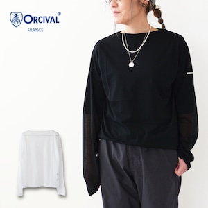 ORCIVAL [オーチバル・オーシバル] W SEE THROUGH BOAT NECK L/S CUT AND SEWN-SOLID- [OR-C0350STJ-S] シースルー ボートネック長袖カットソー・無地・シアー素材・ボートネック・LADY'S [2024SS]