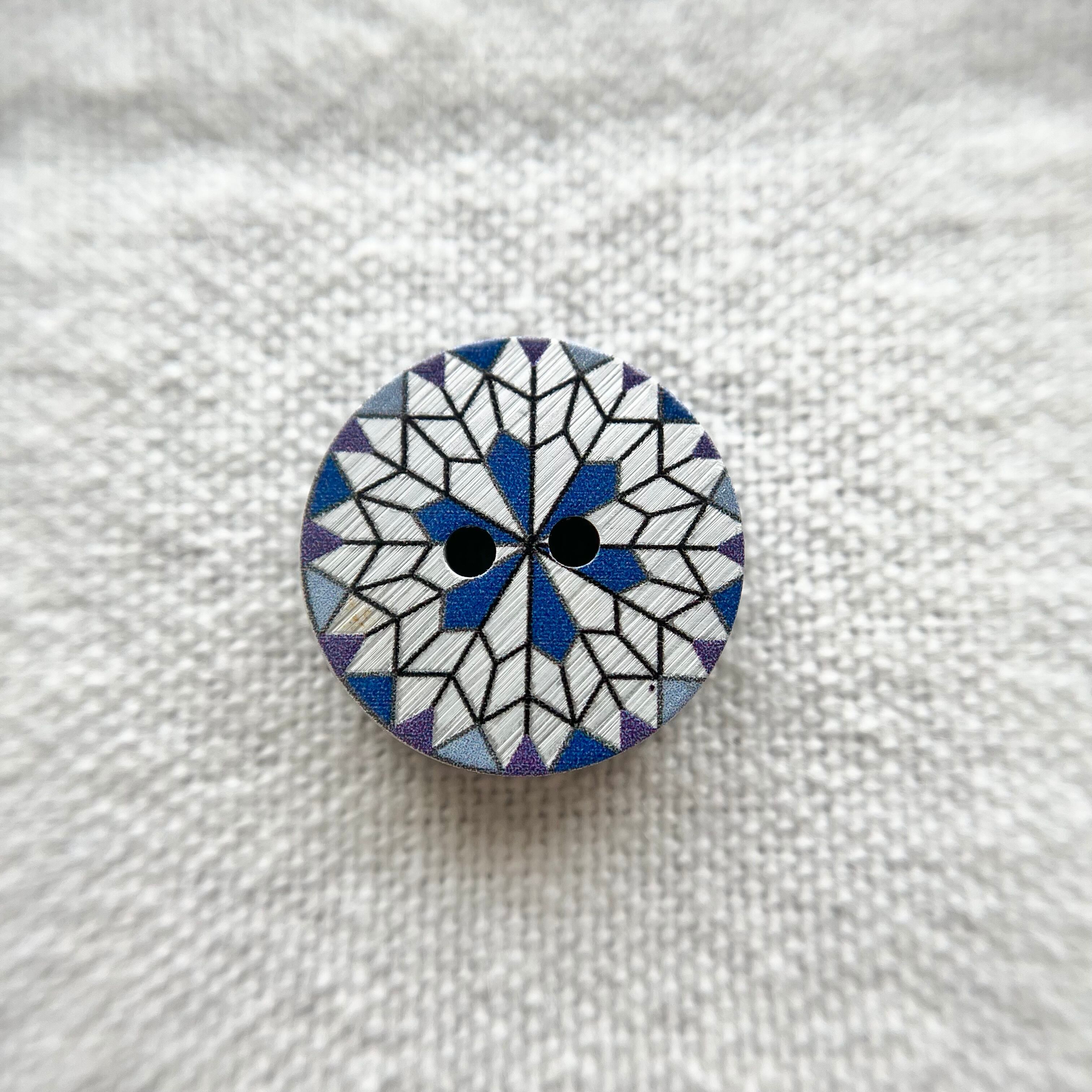 ステンドグラス調フラワー(ブルーミックス) 2穴 18㎜