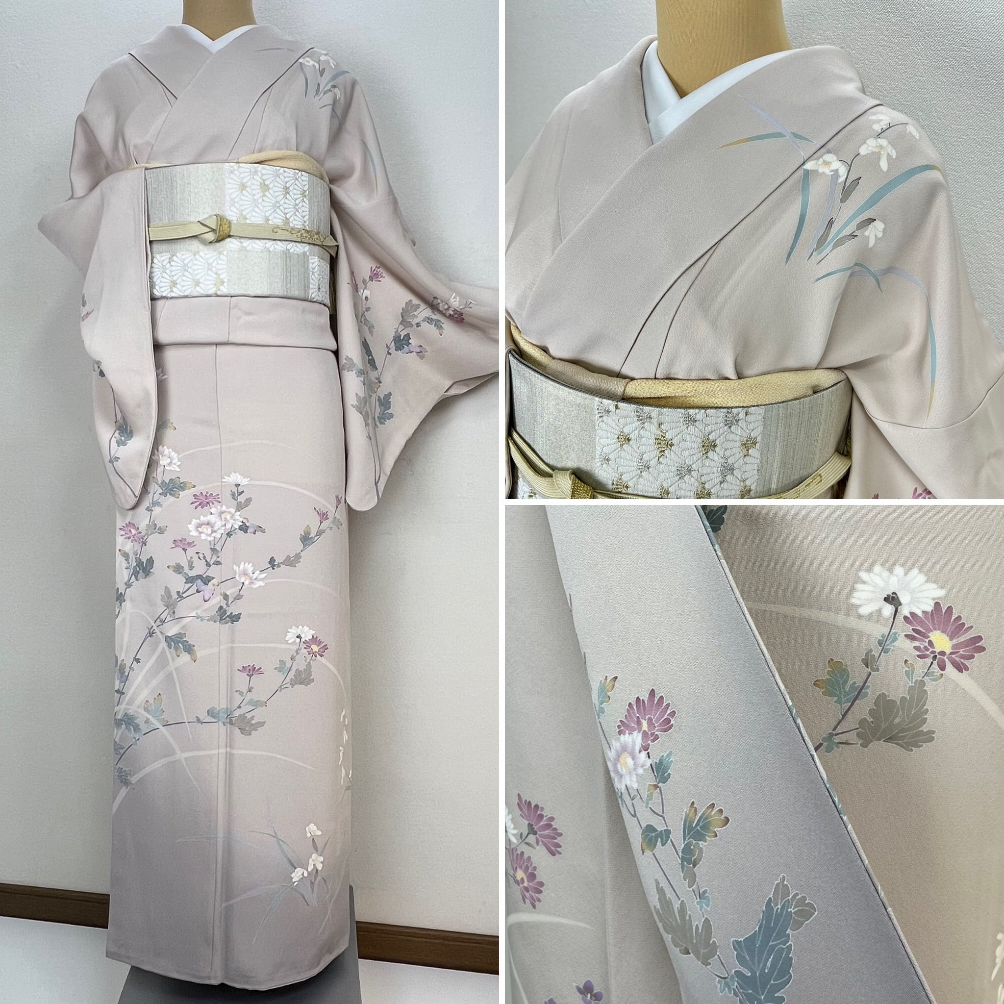 美品【手描き京友禅】作家物 四季の花々 訪問着 正絹 袷 s705 | 着物