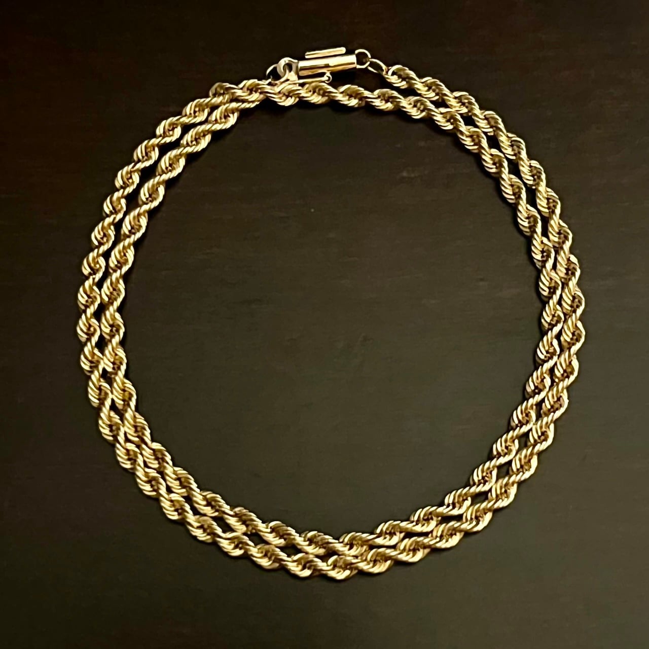 VINTAGE TIFFANY & CO. 14K Gold Twist Rope Narrow Necklace / W