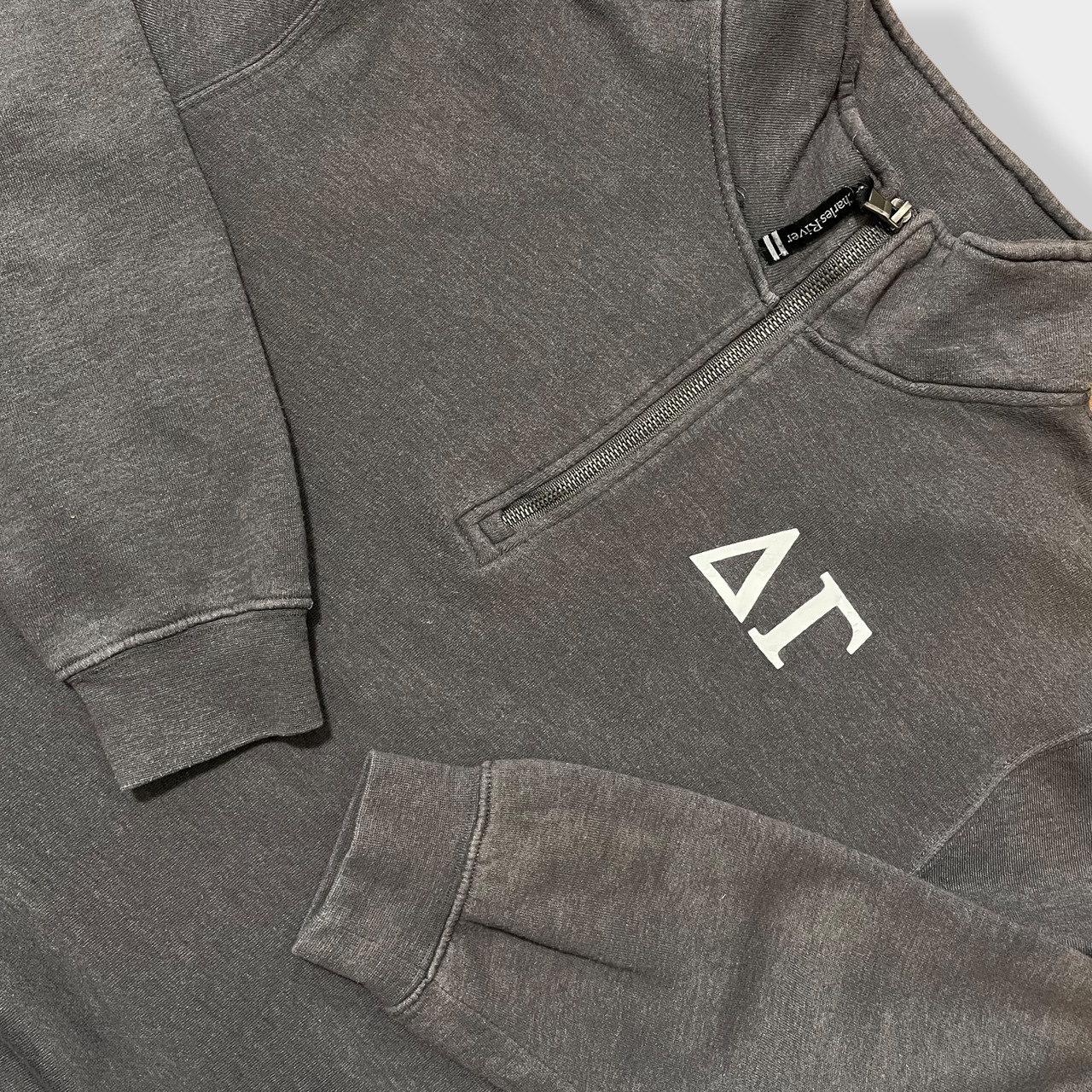 【CHARLES RIVER】ワンポイントロゴ バックプリント DELTA GAMMA ハーフジップ スウェット プルオーバー M US古着