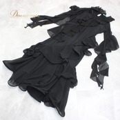 社交ダンス 衣装 スタンダード ドレス ワンピース レッスンウェア パーティドレス レディース 扉姿 ブラック系 黒 無地 長袖 透け感 フリル シンプル エレガント パーティー用 ストレッチ 快適 柔らかい おしゃれ バルーンシルエット フリルデザイン フェミニン クラシック カジュアル セクシー 結婚式 二次会 発表会 取り外し可能な胸パッド