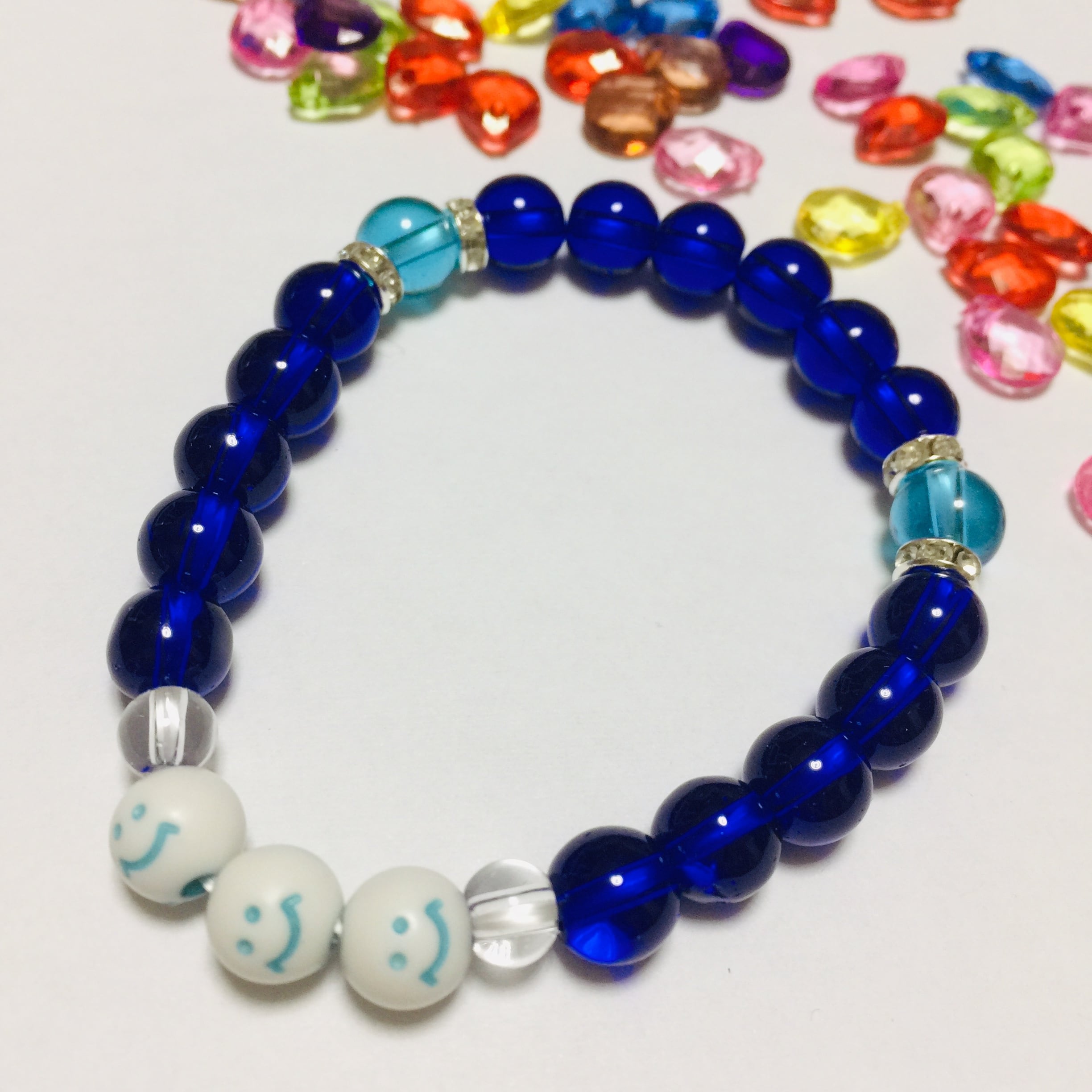 イルシリーズ2☆ハンドメイド ブレスレット ビーズ スマイル | smile&skull