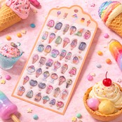 ネイルシール★F55 カラフル　スイーツ　カップケーキ　アイスクリーム　かわいい d648683343478914cfb3c316f42f40