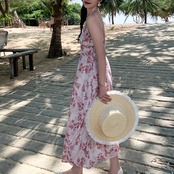 Chiffon Floral Long Dress 5093