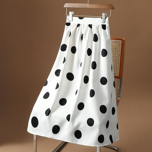 スカート ブラック ホワイ イエロー 黒 白 黄 春夏 aライン 水玉 韓国ファッション 総柄 フレア 通勤 SK-0007KM