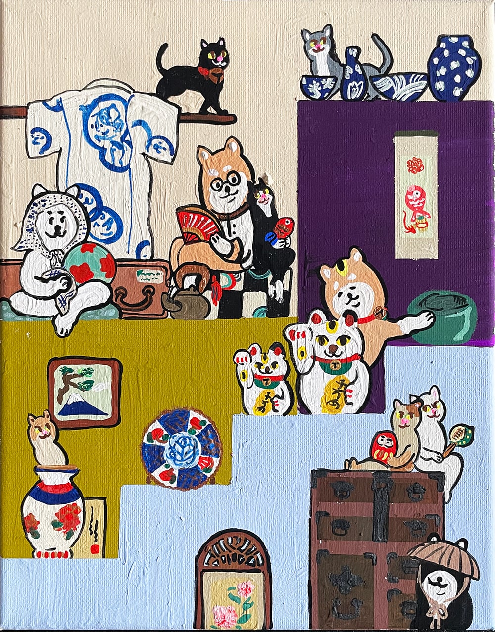 原画：3号】古道具屋の柴犬達(Shiba dogs at an antique shop