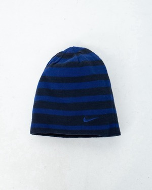 "NIKE" embroidery stripe knit cap / reversible