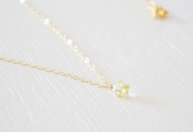 K14gf star lemon quartz necklace
