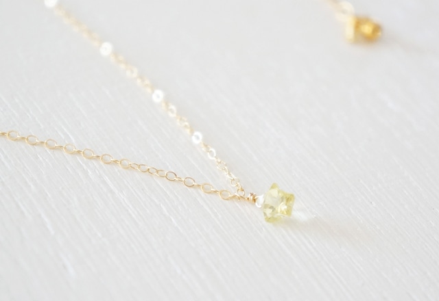 K14gf star lemon quartz necklace