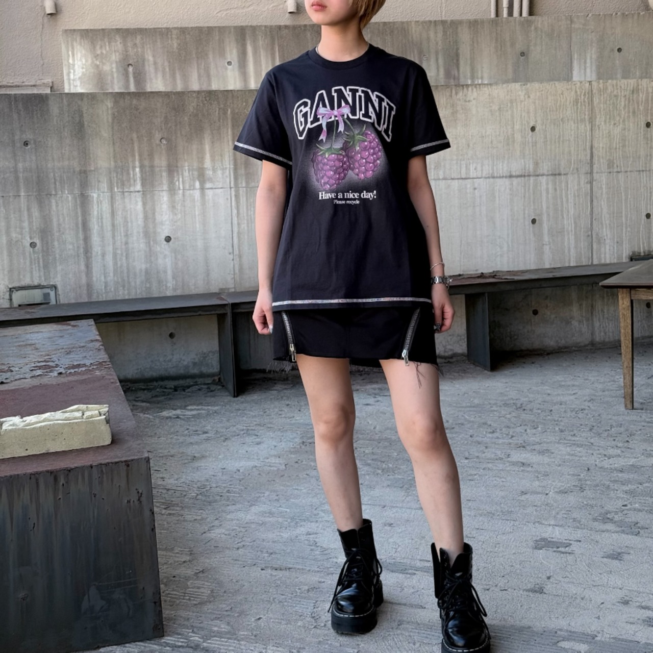 【GANNI】Basic Cotton Jersey Raspberry Print - 8