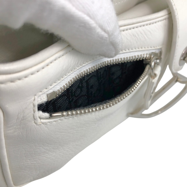 Christian Dior クリスチャン ディオール ショルダーバッグ ホワイト Dモチーフ レザー ワンショルダー vintage ヴィンテージ オールド 8te7iw