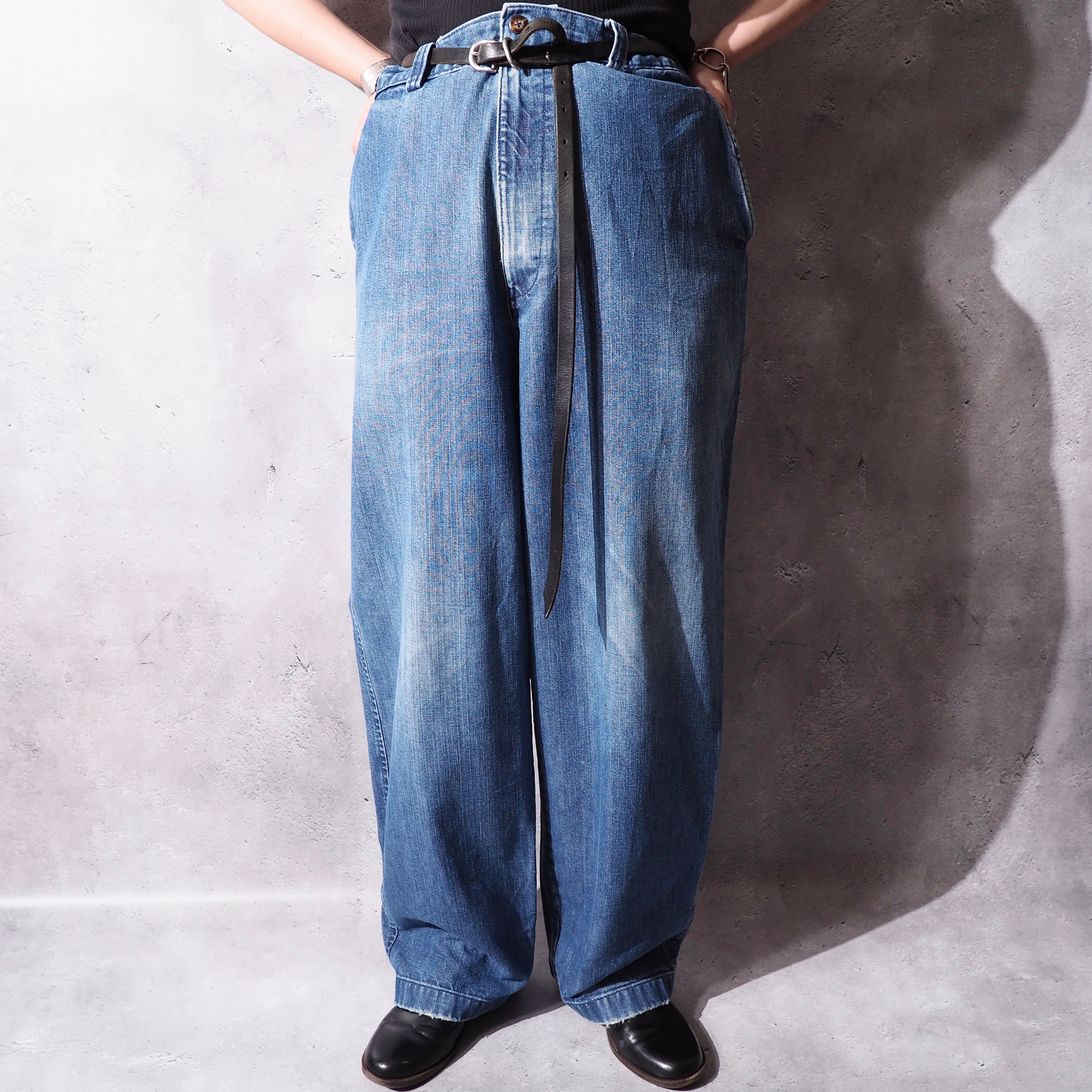 1990s ” Roundtree&Yorke ” Indigo wide loose tapered Denim pants
