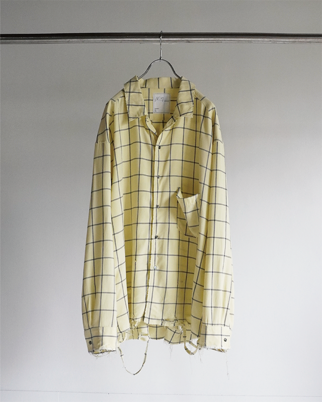 ANCELLM / RAYON CHECK CRASH LS SHIRT(CREAM)