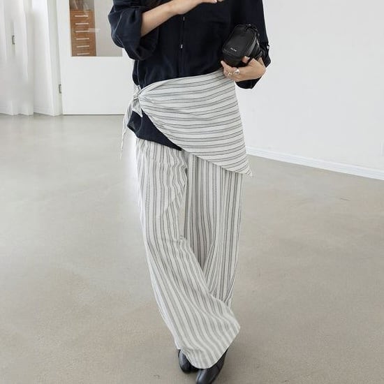 stripe wide pants 14692