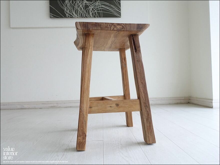 オールドチーク無垢材 スツールSqu/N02 椅子 イス 古材スツール