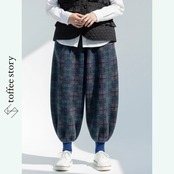 もこもこ異色配色のアート系キャロットパンツ 《i0819》