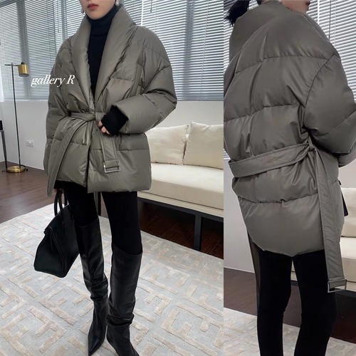 発送３月初旬　★ダウンフェザー　ダウン　コート　ＰＵレザー★