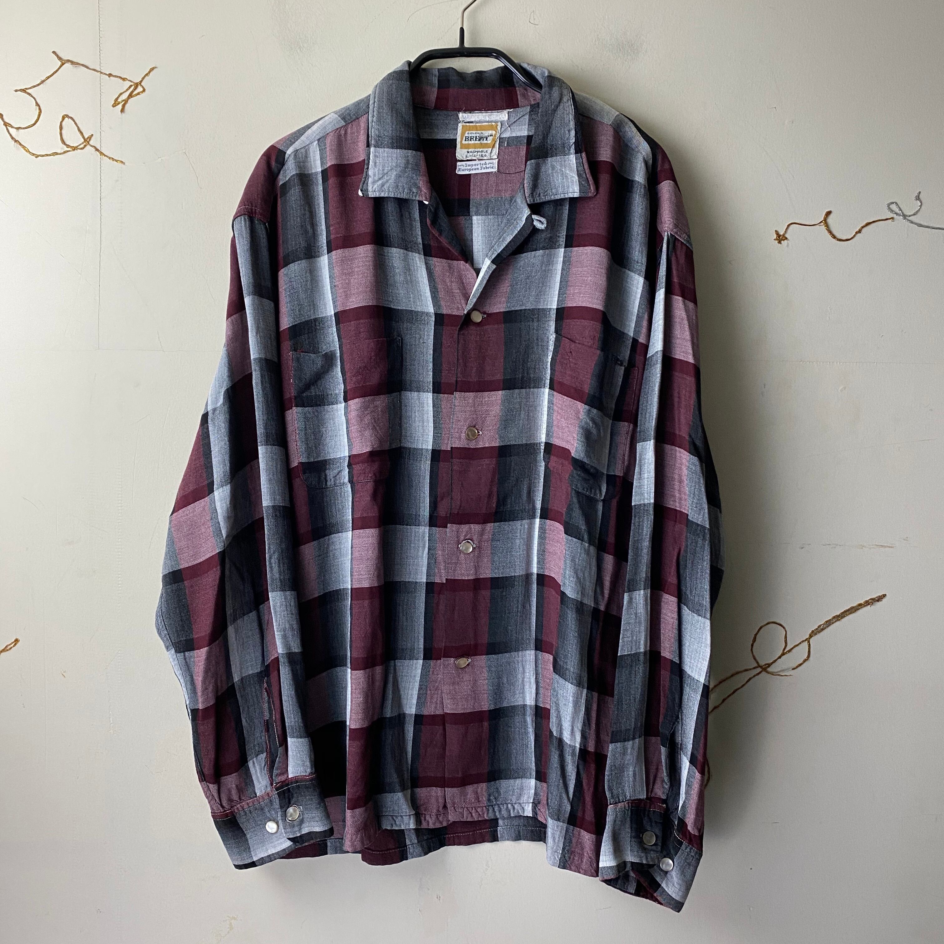 vintage 1960's ombré check pattern rayon shirt | NOIR ONLINE