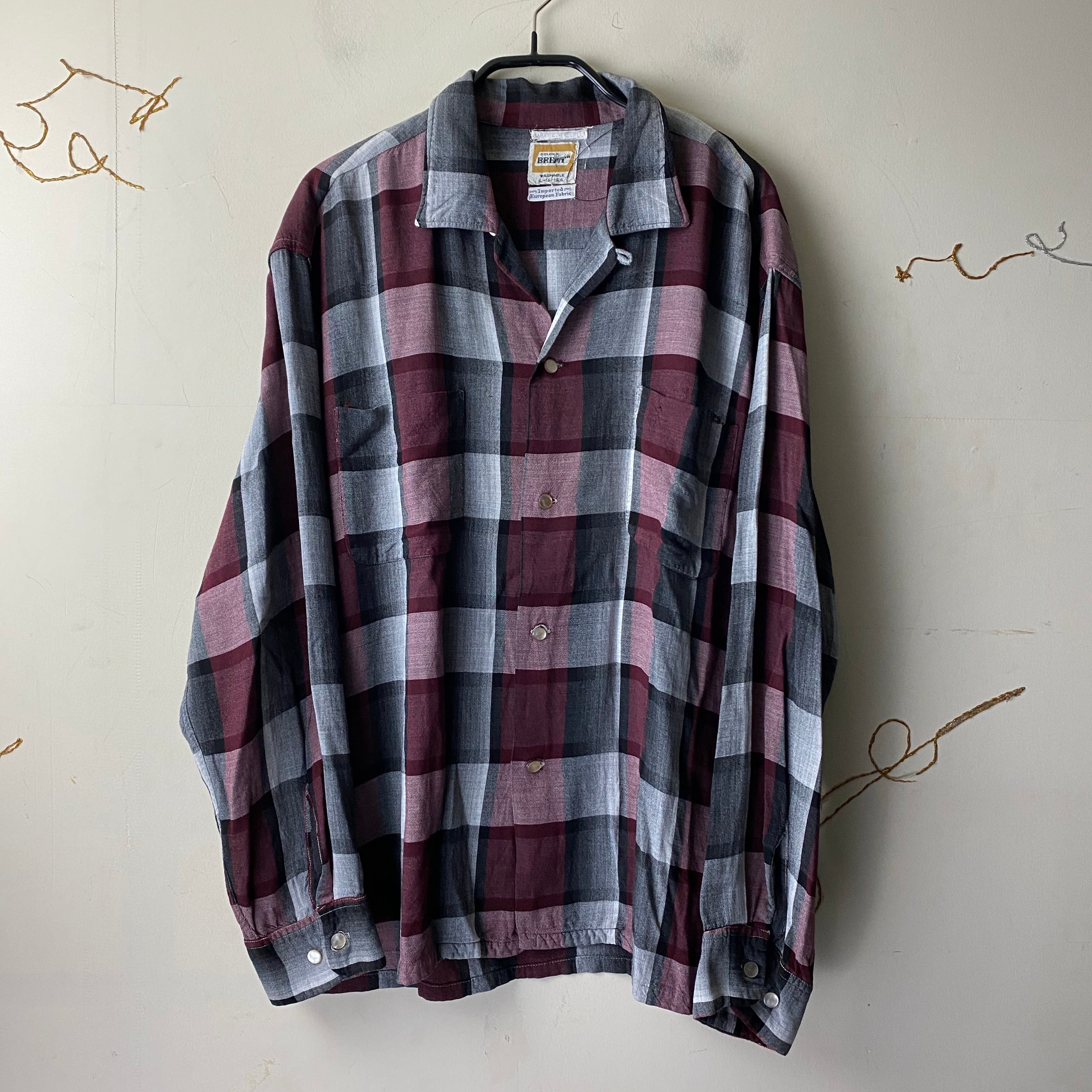 60s vintage TOWNCRAFT ombre 細い rayon shirts