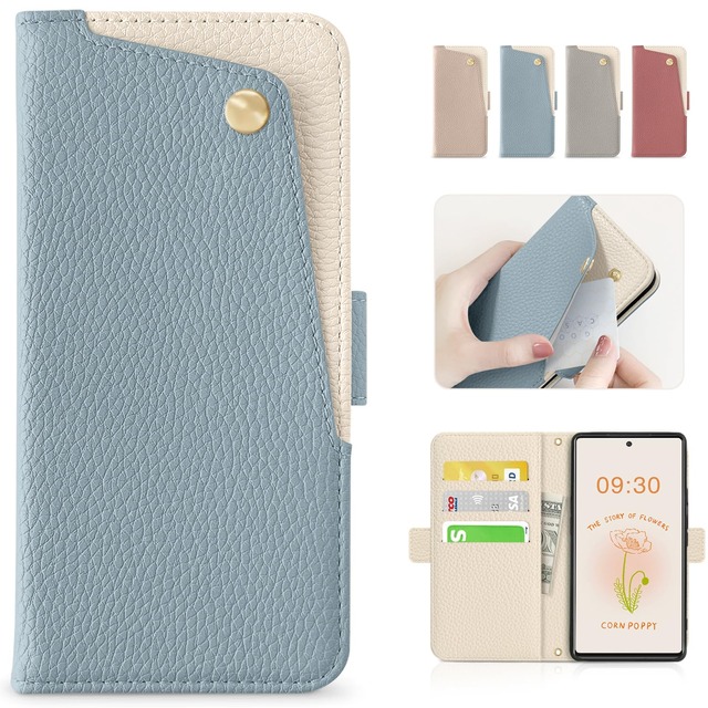 CASSYOOK for Google Pixel 8 ケース 手帳型 スマホケース Pixel8 手帳型ケース Pixel 8 ピクセル 8 カバー マグネット PUレザー カード収納 ファッション 収納可能 グーグルピクセル ぴくせる 8 ケース 手帳型 プレゼント 可愛い 小銭入れ おしゃれ 耐衝撃 全面保護 スタンド機能(ブルー)